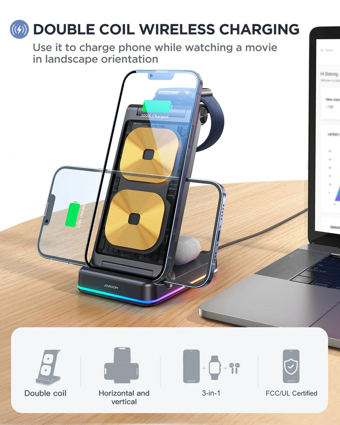 Joyroom Jr-wqn01 15w 3in1 Foldable Wireless Charging Station Joyroom Jr-wqn01 15w 3in1 Foldable Wireless Charging Station